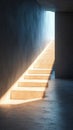 Light streams through modern stairway emphasizing minimalist architectural design and tranquility in a serene space Royalty Free Stock Photo