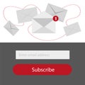 Light Subscribe to newsletter form in red,grey and whitte colors - Email vector