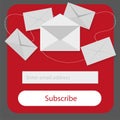 Light Subscribe to newsletter form in red,grey and whitte colors - Email vector Royalty Free Stock Photo