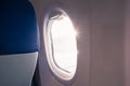 The light of the sun at the airplane window Royalty Free Stock Photo