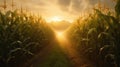 light sun corn field Royalty Free Stock Photo