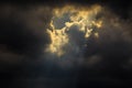 Light of sun from dark clouds. Royalty Free Stock Photo