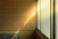 The light of sun shines through the long window Royalty Free Stock Photo