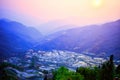 Light of Sun in Yaunyang Terraced Rice field at South of Yunnan , China Royalty Free Stock Photo