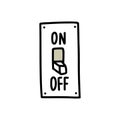 Light switch doodle icon, vector color line illustration