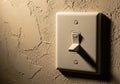 A light switch mounted on a textured wall, shown in warm lighting. Royalty Free Stock Photo