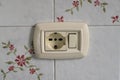 light switch and schuko, on the wall that powers light points or appliances in the house via an extension cord. Royalty Free Stock Photo