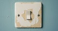 A light switch with a single toggle is mounted on a square, off-white plate. The paint Royalty Free Stock Photo
