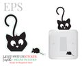 Light switch sticker, cute cat silhouette and mice, vector. Kitten illustration isolated on white background. Wall decals