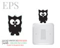 Light switch sticker, cute owl silhouette, vector. Owl illustration isolated on white background. Wall decals, wall artwork