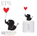 Light switch sticker, cute elephant silhouette with red heart balloon, vector. Elephant illustration with red heart Royalty Free Stock Photo