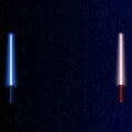 Light swords on Space Background. Vector illustration. Lightsaber on The Night Sky. Royalty Free Stock Photo