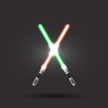 Light swords on Space Background. Vector illustration. Lightsaber on The Night Sky. Royalty Free Stock Photo