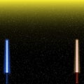 Light swords on Space Background. Vector illustration. Eps10. Lightsaber on The Night Sky. Royalty Free Stock Photo