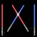 Light swords. Weapon futuristic from star war, shiny fight, vector illustration.