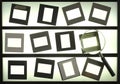 Light table  with empty photographic slides and  magnifying glass,blank picture frames. anlog photography mock up Royalty Free Stock Photo