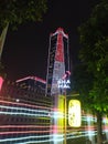 Light Telkomsel Tower on night in senayan jakarta, indonesia Royalty Free Stock Photo