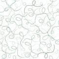 Light textile pattern of green ribbons on a white background. Vector abstract seamless ornament for fabric, tiles