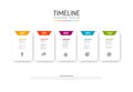 Light Timeline template with white cards colorful tabs icons and description