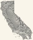 Light topographic map of California, USA