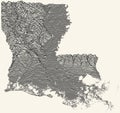 Light topographic map of Louisiana, USA Royalty Free Stock Photo