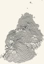 Light topographic map of Mauritius