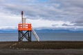 Light tower at the beach near longyearbyen, spitsbergen, svalbard archipelago, norway