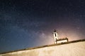 Milky way over Iglesia de las Salinas Cabo de Gata Royalty Free Stock Photo