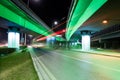 Light traces on traffic junctions at night Royalty Free Stock Photo