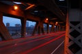 Light tracks of cars in bridge Royalty Free Stock Photo