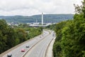 A light traffic jam with rows of cars. Traffic on Royalty Free Stock Photo