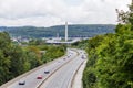 A light traffic jam with rows of cars. Traffic on Royalty Free Stock Photo