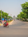 Moped on Lang Xang Avenue. Vientiane, Laos