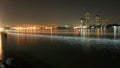 Light trail on Chao Phraya river at night