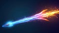 Light trail effect from a missile or star. Realistic modern illustration of a rocket or space object falling or flying Royalty Free Stock Photo