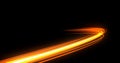 Light trail flash, neon yellow and orange golden glow path trace effect. Light trail wave, fire path trace line, car lights, optic Royalty Free Stock Photo