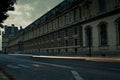 Light trail in front of The Louvre museum lit up at night. Royalty Free Stock Photo