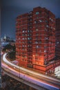 Light Trail at Hong Kong Carpark Building Royalty Free Stock Photo