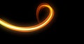Light trail, orange neon glowing wave swirl, energy flash spiral spin trace line effect. Magic glow swirl trace path, optical