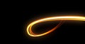 Light trail, orange neon glowing wave swirl spin trace, energy flash and fire light line effect. Magic glow swirl trace path, Royalty Free Stock Photo