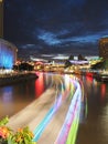 Light Trail Photography-Singapore River Royalty Free Stock Photo