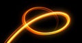 Light trail spiral, orange neon glowing wave swirl, energy flash spin trace effect. Abstract magic glow spiral line swirl trace, Royalty Free Stock Photo