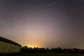 Light Trail of Starlink Satellites from SpaceX showing them flying over the UK