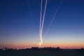 Light trails of airplane during landing Royalty Free Stock Photo