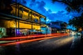 Light trails along Front Street in Natchitoches