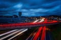 Light trails in Bilbao night Royalty Free Stock Photo