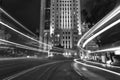 Traffic in downtown of Hong Kong city at night Royalty Free Stock Photo