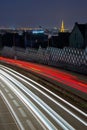 Light trails of cars arriving in Paris at night Royalty Free Stock Photo