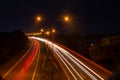 Light trails from cars crossing the street in cilegon Royalty Free Stock Photo