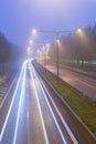 Light Trails from Cars on Highway